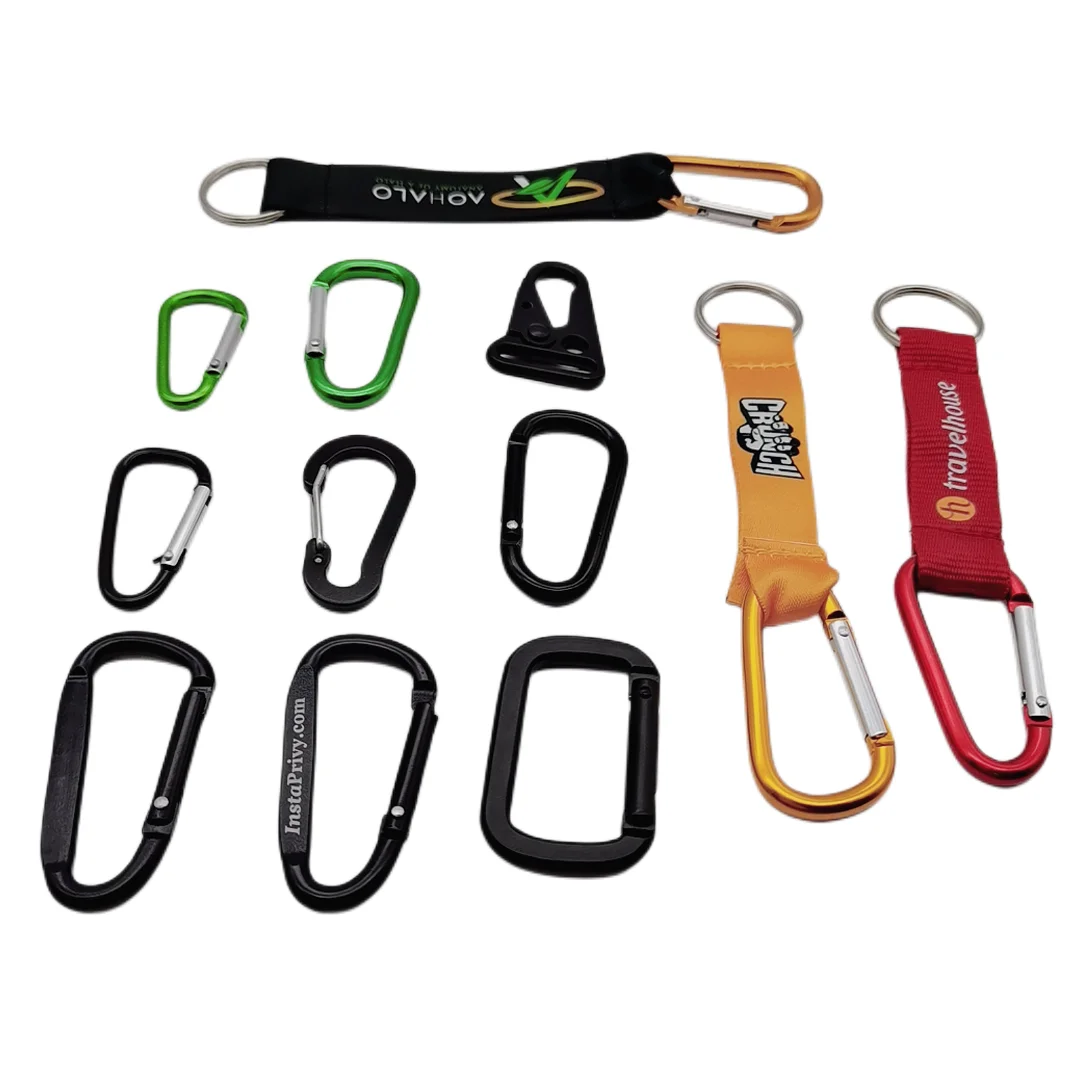 Wholesale 2kn Custom Logo Small Lock Climbing Keychain Snap Hook Safety Heavy Duty Metal Spring Clip Hook Aluminum Carabiner