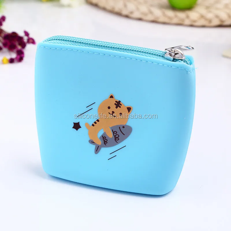 New Small Cute Cat Coin Purse Bag With Zipper Kids Cartoon Silicone Kawaii Bag Coin Pouch Children Purse Holder Kids Coin Wallet