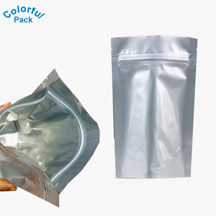 
Custom matt light food packaging zip lock silver mylar aluminum foil Plastic Bags 
