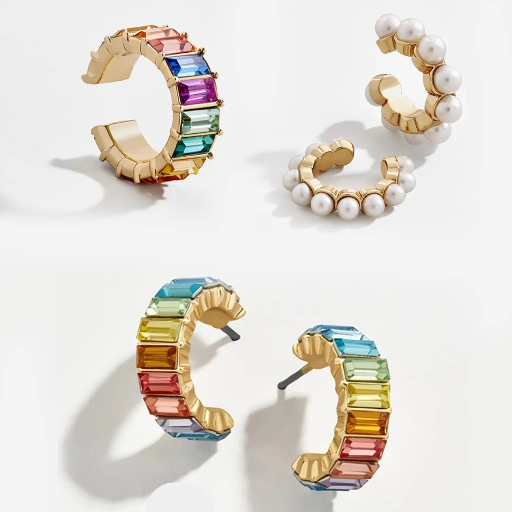 Round Rainbow Zirconia Jewelry Earrings Statement Jewelry for Women