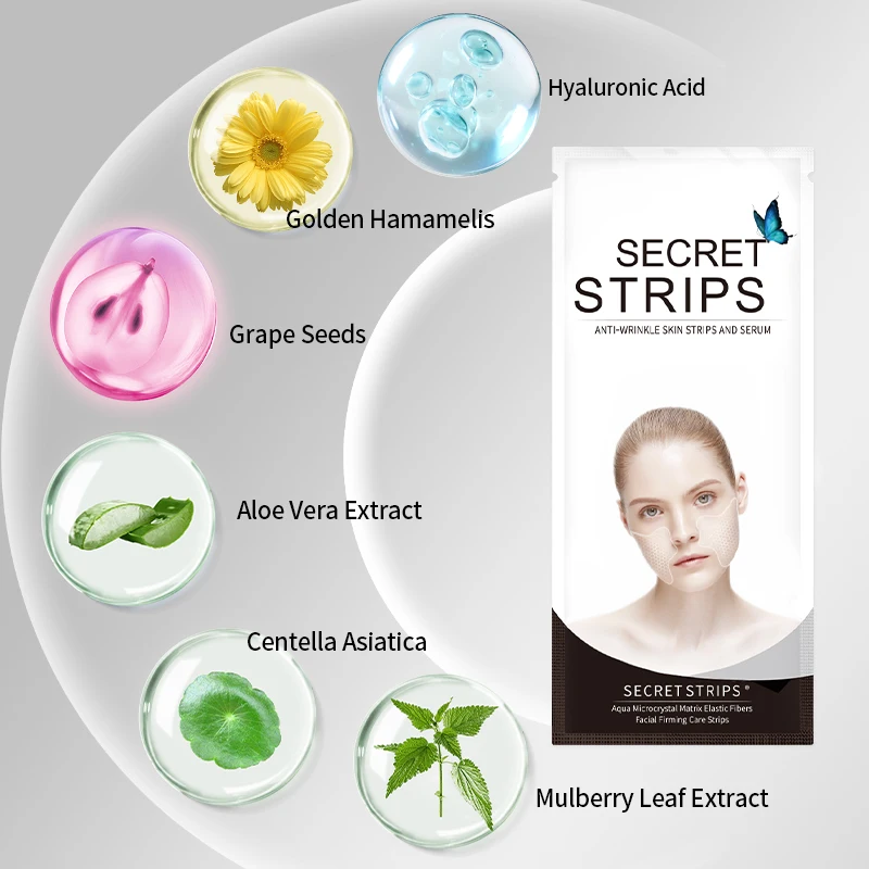 Secret Strips Hyaluronic Acid Crystal Facials Anti-Wrinkle Sleep Face Mask for Anti-Frown Lines Care Skin Care Sheet Masks