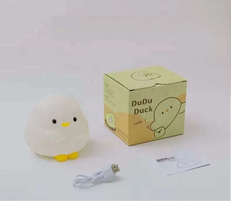 Cute Duck Sleeping Lamp USB Rechargeable Kids Desk Lamp Cartoon Silicone Duck Night Light for Kids Room