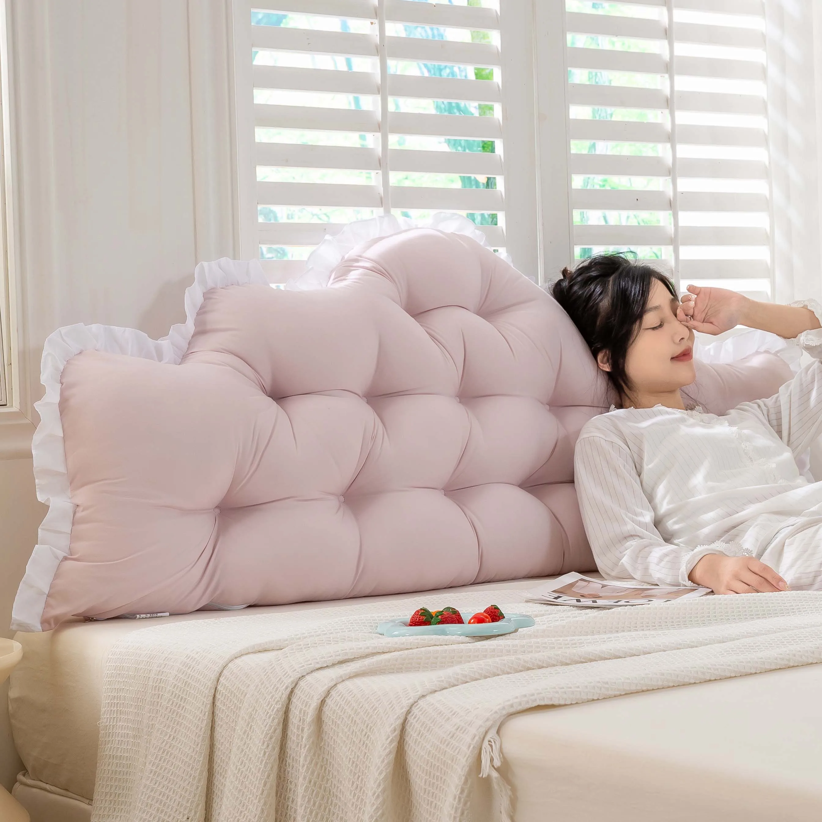 Factory export headrest cushion soft bag bed pillow dormitory reading large back cushion girls sleeping waist protection pillow