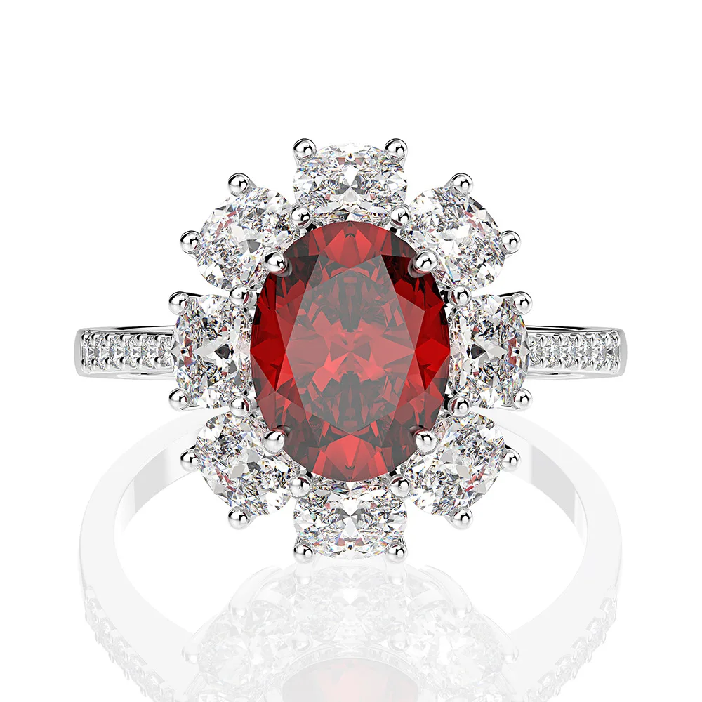 Drop Shipping 925 silver sterling jewelry custom pave ring ruby diamond ring
