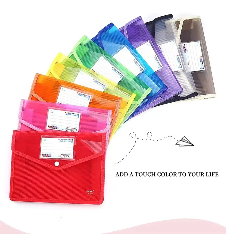 F1719Custom stationery FC Color Three-Dimensional Horizontal Twill PP Office Test Paper Storage Bag school supply stationery set