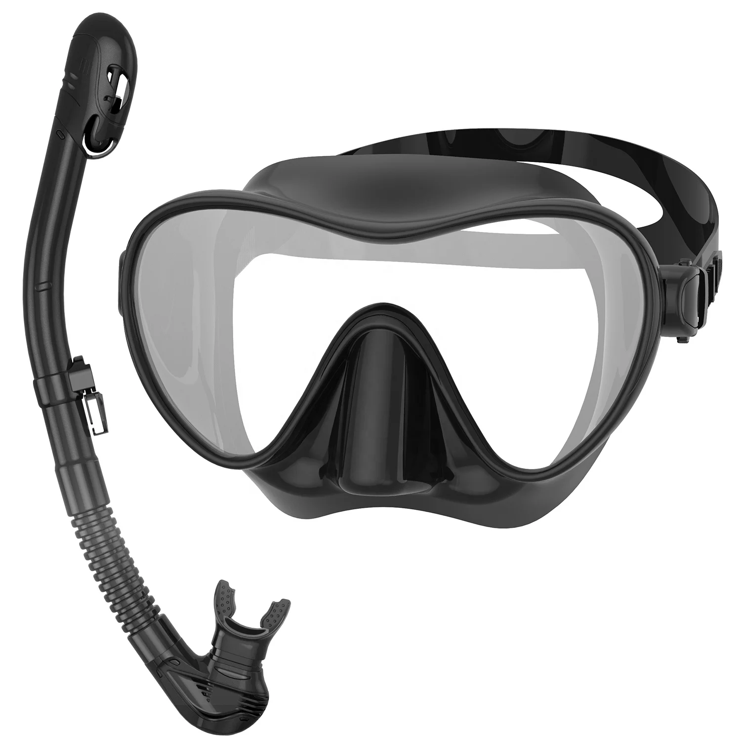 Breathing Dry Top Snorkel Safe Comfortable Adjustable Head Strap Diving Goggles Snorkeling Gear Set For Adults Youth