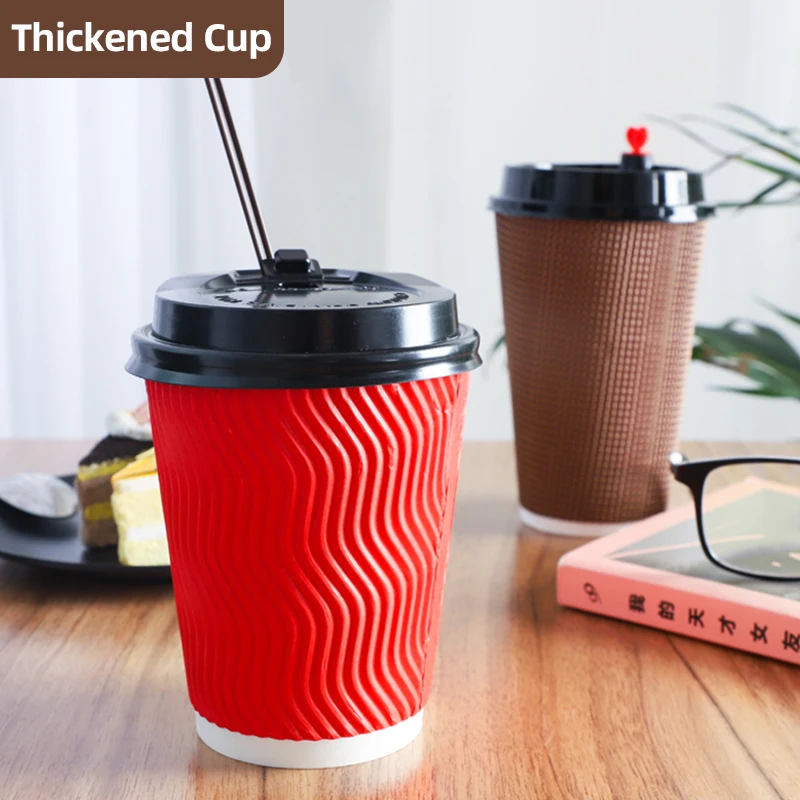 8/14/16oz custom printed logo eco friendly free sample disposable ripple wall coffee cups PE coated  paper cups