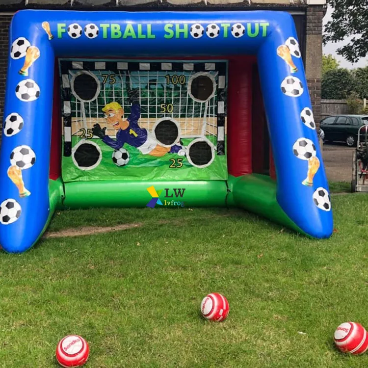 Outdoor carnival football shooting game portable mini soccer goal inflatable football goal for kids