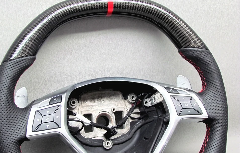 AUTO RACING CAR STEERING WHEEL  FOR Mercedes-Benz CLS63 C63 E63 CLA45 A45 AMG CARBON  FIBER STEERING WHEEL