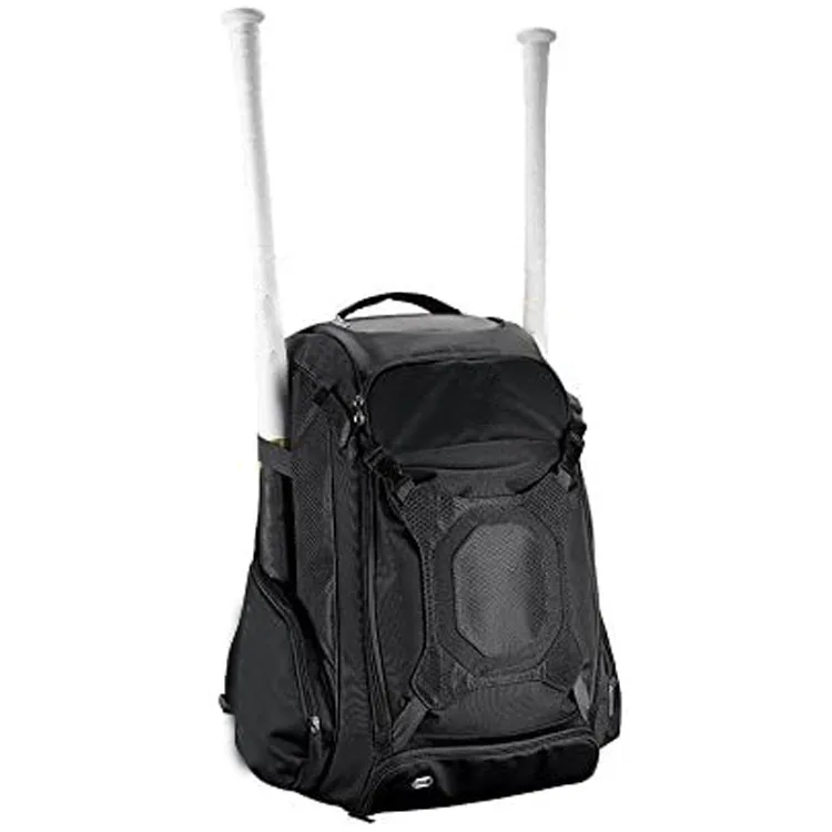 Custom Baseball Softball Equipment Bat Backpack Bag Holds 2 Bat Sleeves With External Helmet Holder and Shoe Compartment