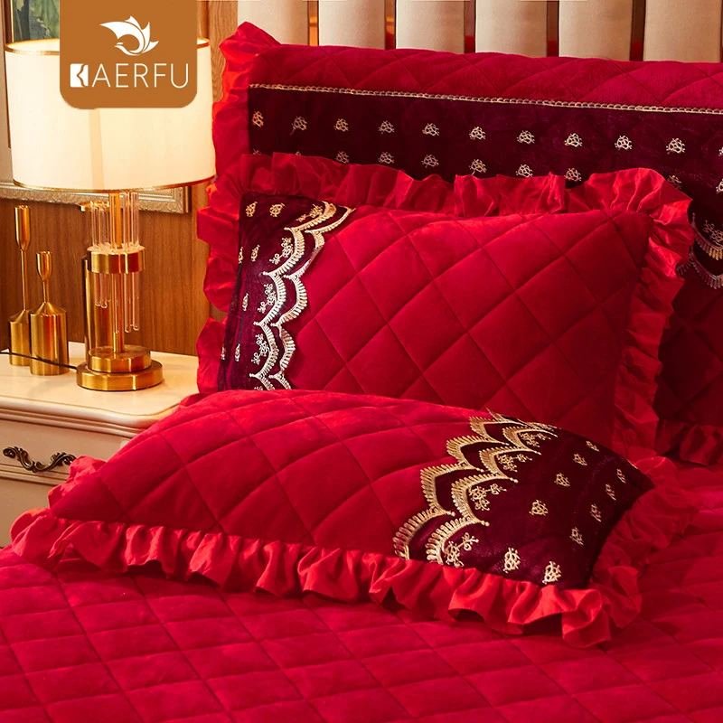 Корейская постельная юбка KAERFU, Красные Свадебные постельные принадлежности, юбки и подушки