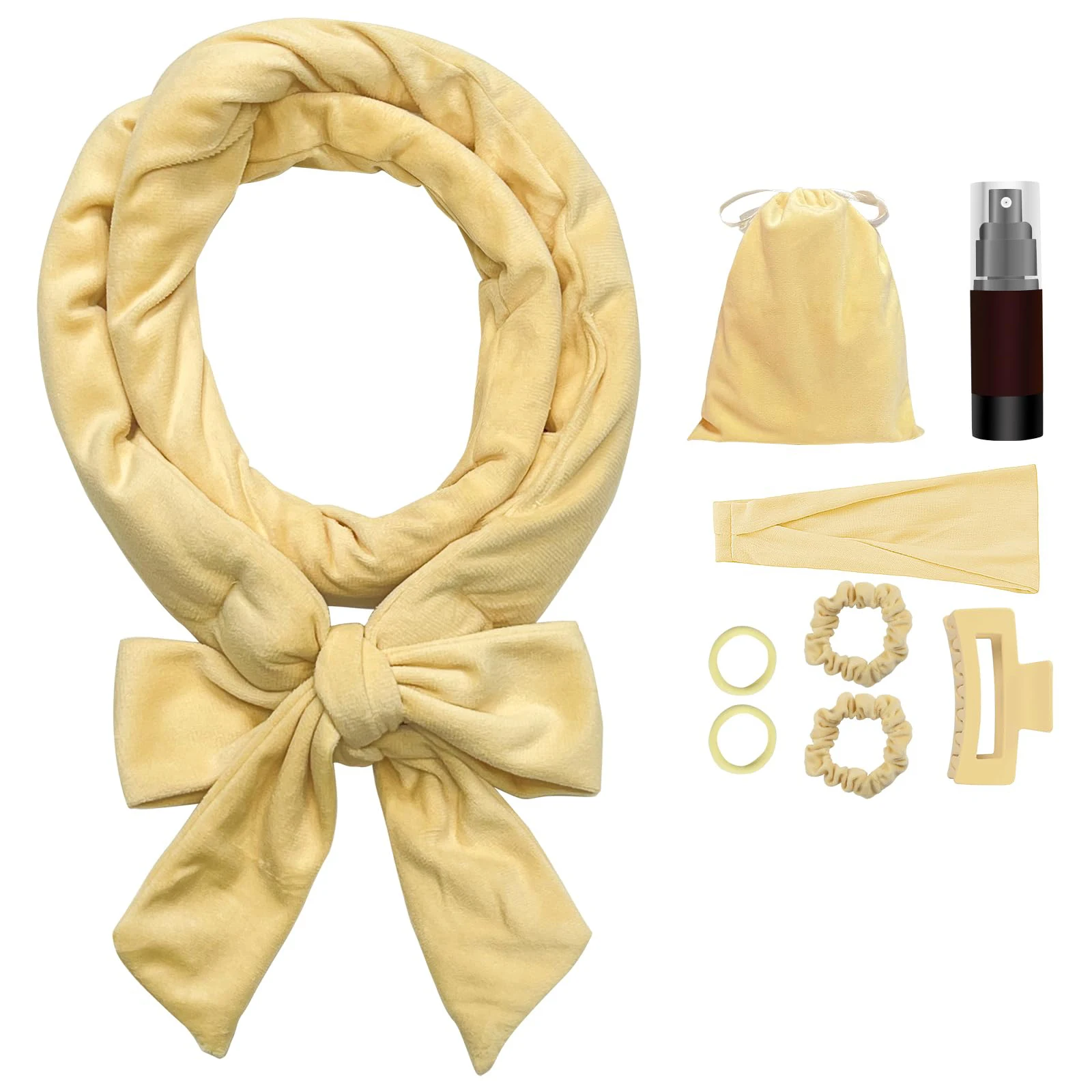 Black Velour Lazy Hair Curls Roller Wrap Non Heat Overnight Hair Curler Headband No Heat Curling Rod Headband