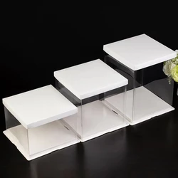 8 inch Foldable White Clear Plastic PET Plain Cake Box