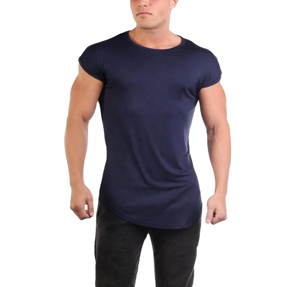 Wholesale Regular Fit Custom Sport Wear Mens blank t-shirt with custom logo capped sleeve t shirt