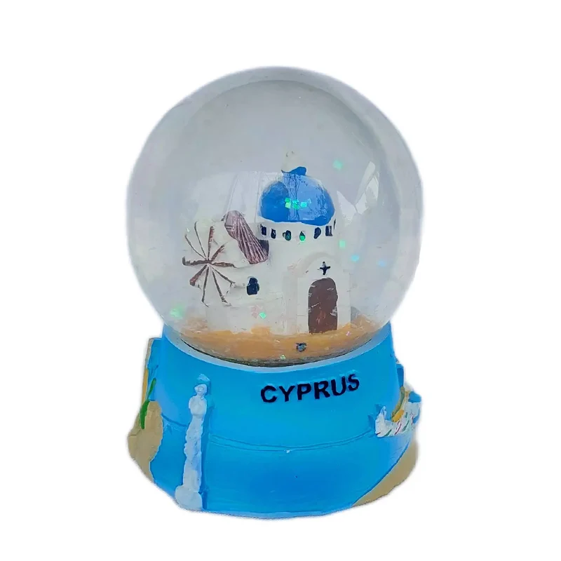 Customized city Country resin craft magnet Czech Prague Castle Snowdome Cyprus Snowglobe gift Nicosia Larnaca Limassol souvenir