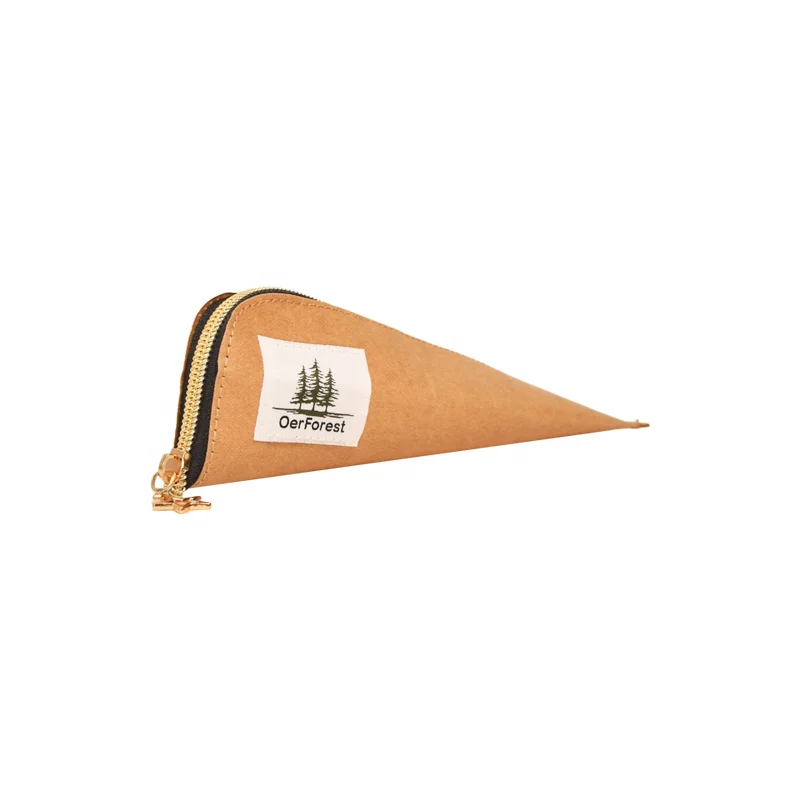 Kraft paper small kids school pencil bag & cases with zipper closure pencil pouch bag