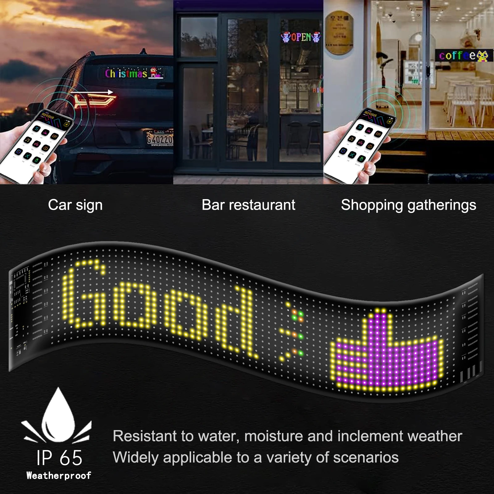 Waterproof Soft LED Screen Smart Phone APP Control LED Light Sign Custom Funny Image LED Matrix Panel For Car