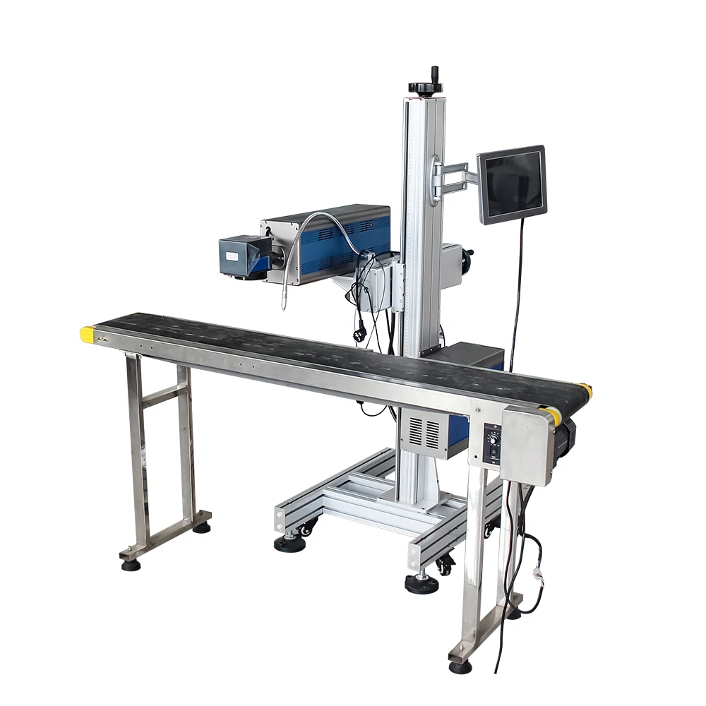 Galvo laser 30w 50w mini co2 laser marker Cardboard MDF PMMA flying co2 laser marking machine