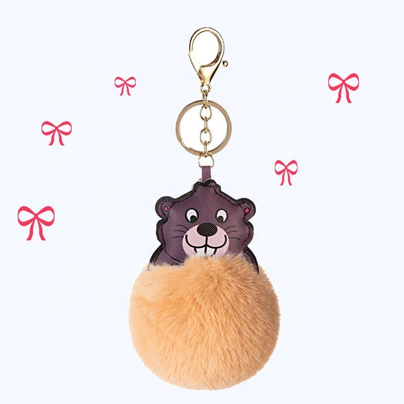 Wholesale Groundhog Fashion Plush Key Chain Artificial Hair Personalized Car Key Pendant