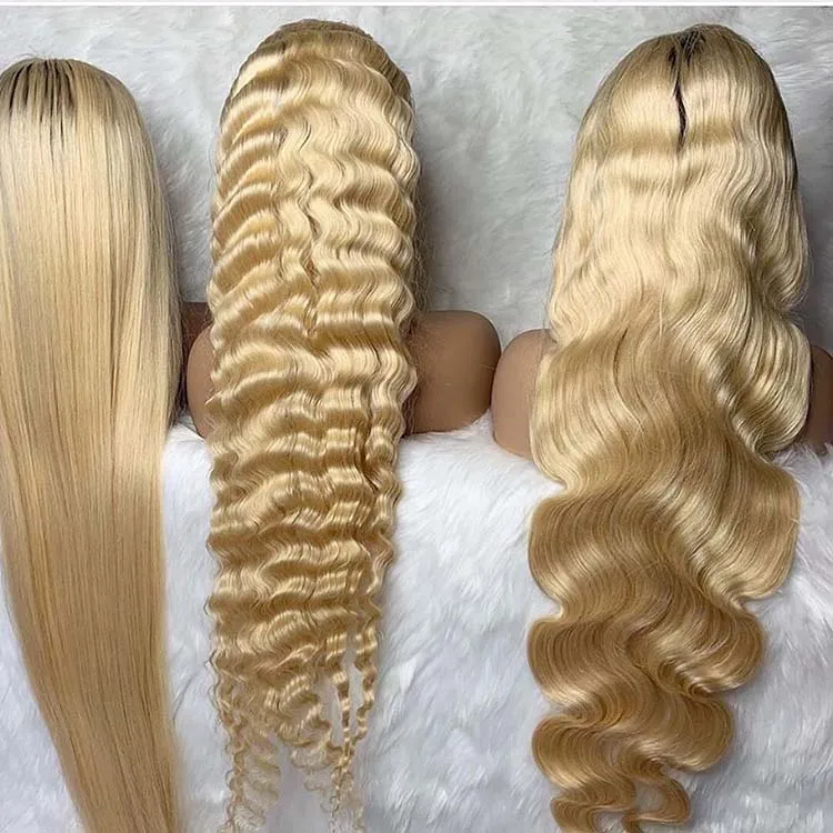 Wholesale Transparent Blonde Human Hair Lace Wig,36 Inch Long Single Invisible Knot Lace Wig,Blonde Human Hair Lace Front Wig