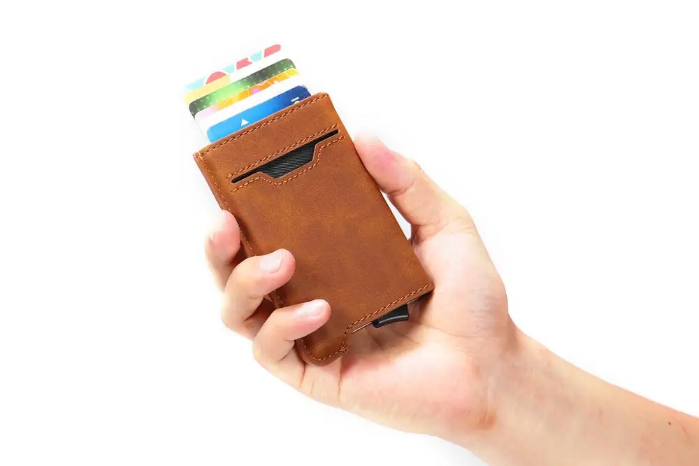 
2020 hotsale Wholesale Amazon Best Seller RFID Blocking Men Leather Aluminium Business ID Credit Card Holder Wallet for Men 