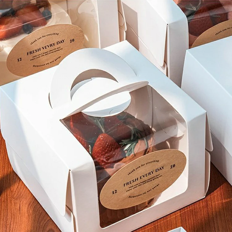 Wholesale recyclable 2 4 6 pieces of brown paper dessert cupcake boxes Food grade cupcake boxes with Window