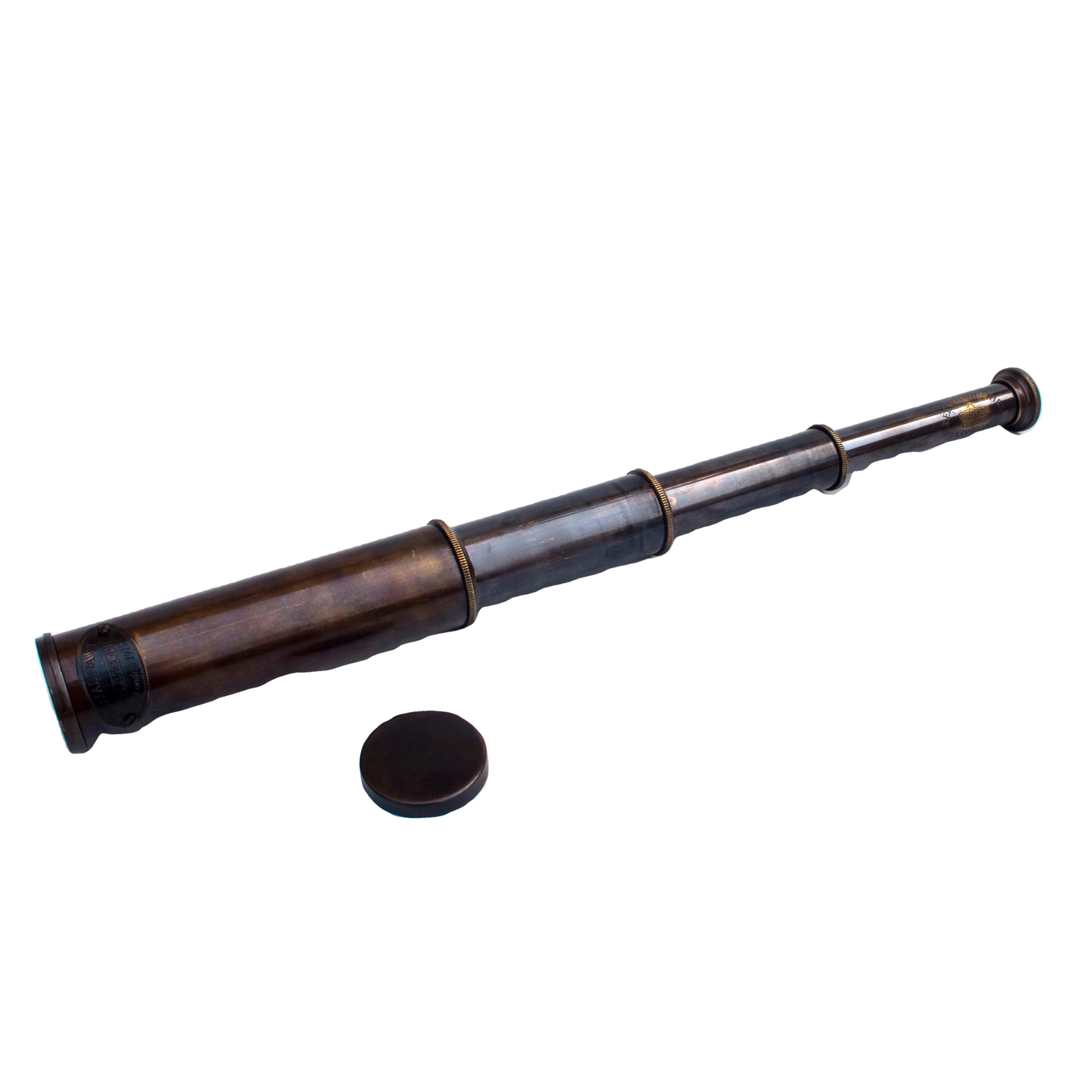 brass antique finish telescope in wooden box leather grip engraved spyglass pirate classic decor monocular nautical