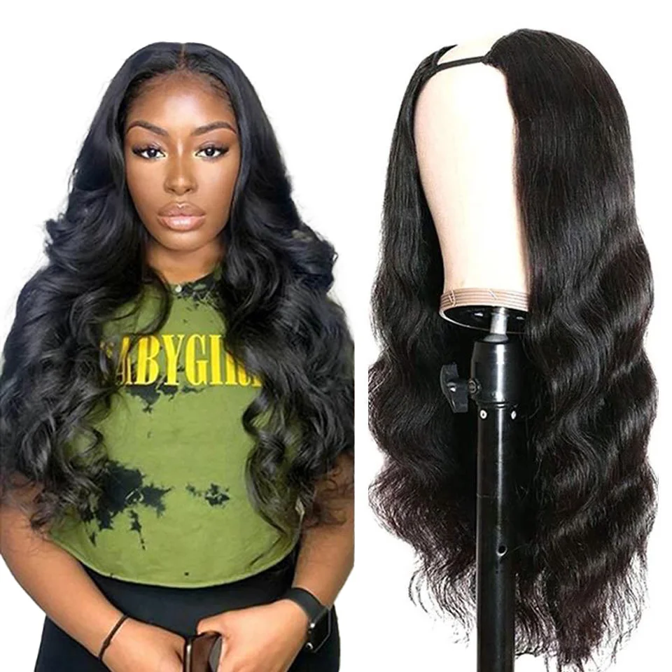 10A Peruvian U Part Human Hair Wigs, Silky Straight Body Wave Hair Vendors Human Hair Extension Clip in U Part Wig