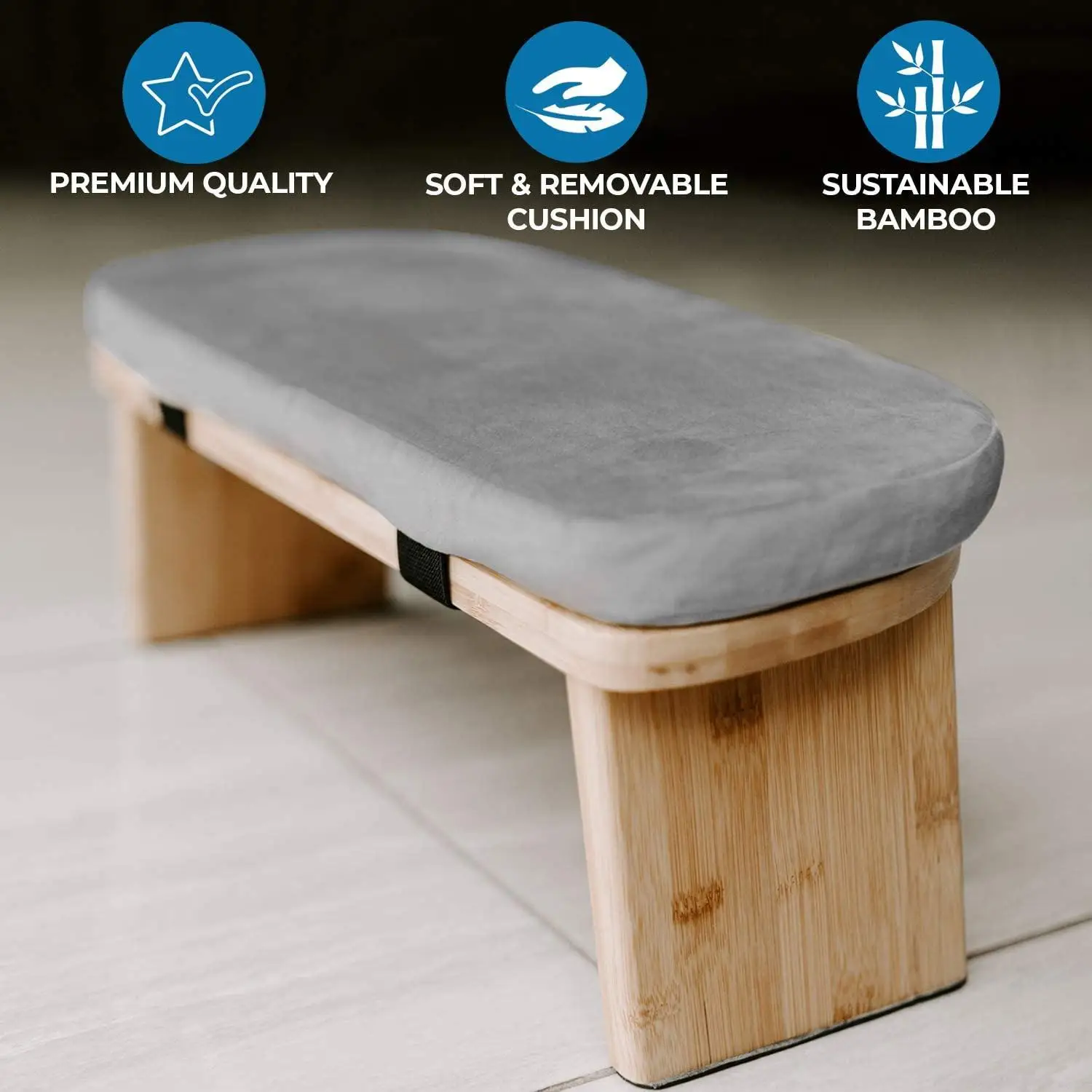 Comfortable Bamboo Meditation Bench Foldable Ergonomic Meditation Stool Sturdy Prayer Bench With Cushion