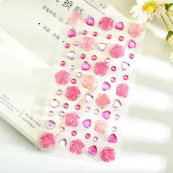 DIY Crystal gemstone sticker Diamond rhinestone heart flower sticker for decoration scrapbook