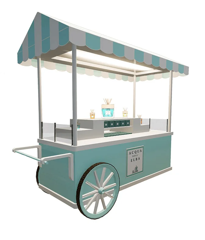 Low-Cost Perfume Mobile Cart cosmetic display station Design