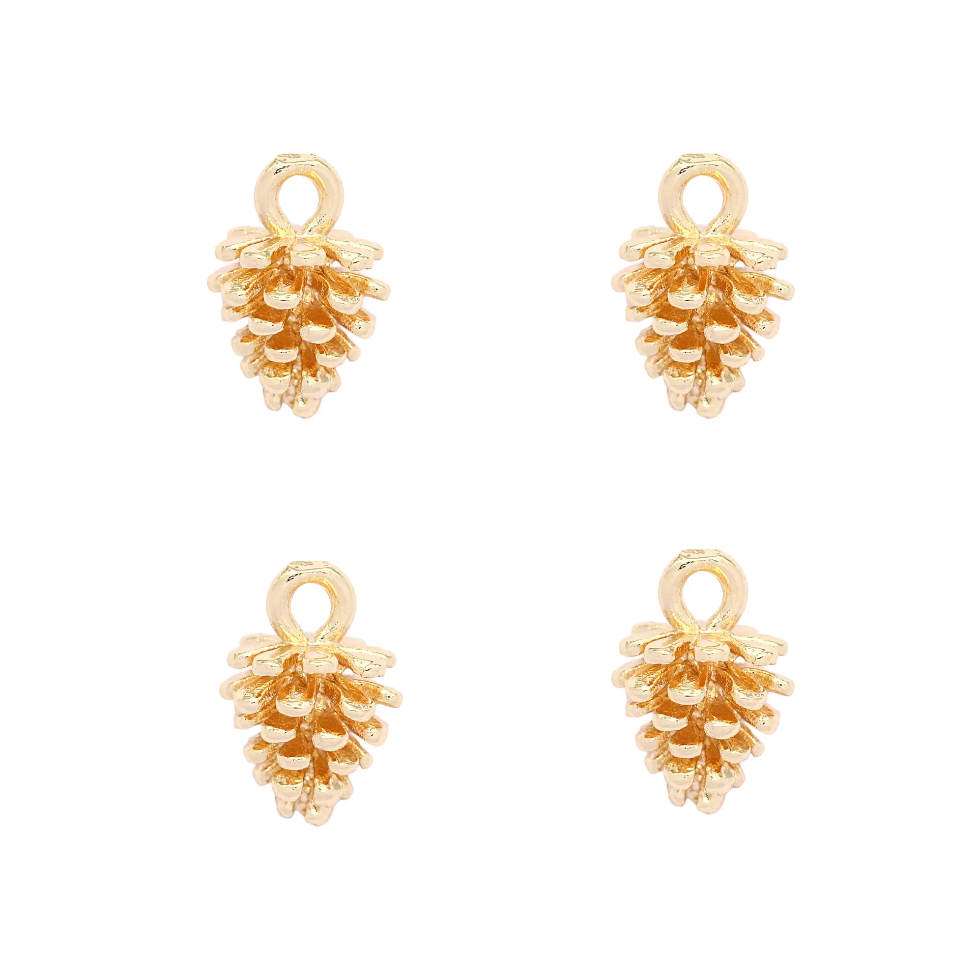 Jewelry Supplies 14K Gold Plated Pine Cone Pendant Charm for Bracelet Making