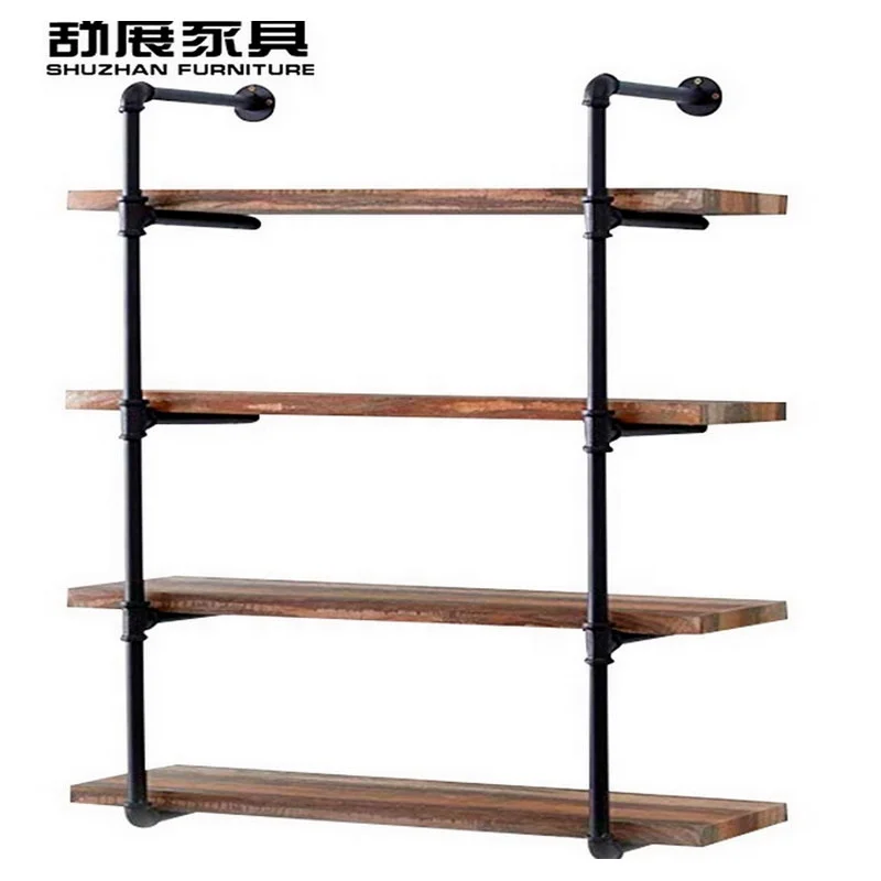 Wall Mounted Modern Simple Geometry Wood Metal wood shelf