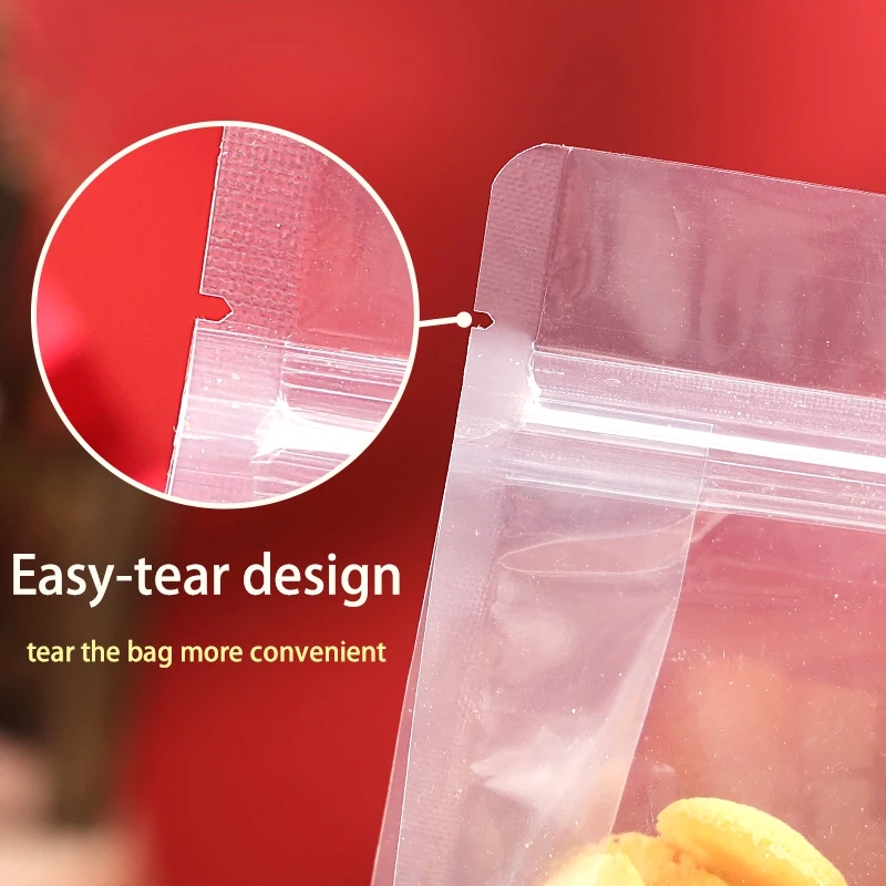 Food Grade Zipper Pouch Transparent Flat Bottom Packaging Bag Zip Lock Plastic Clear Bag for Food