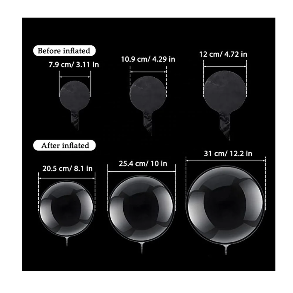 Custom Decorated Birthday Ballon Inflatable Transparent Latex White Handle Flashing Led Light Strip Balloon with Button Switches