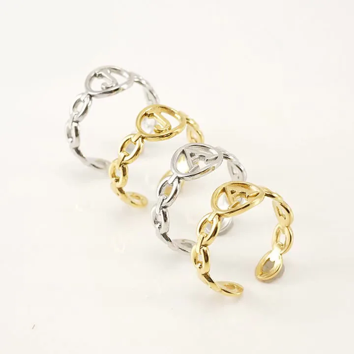 Eupore America модные ювелирные кольца Anillos De Oro открытые регулируемые S V M письмо из нержавеющей стали пара кольцо унисекс золото Pla