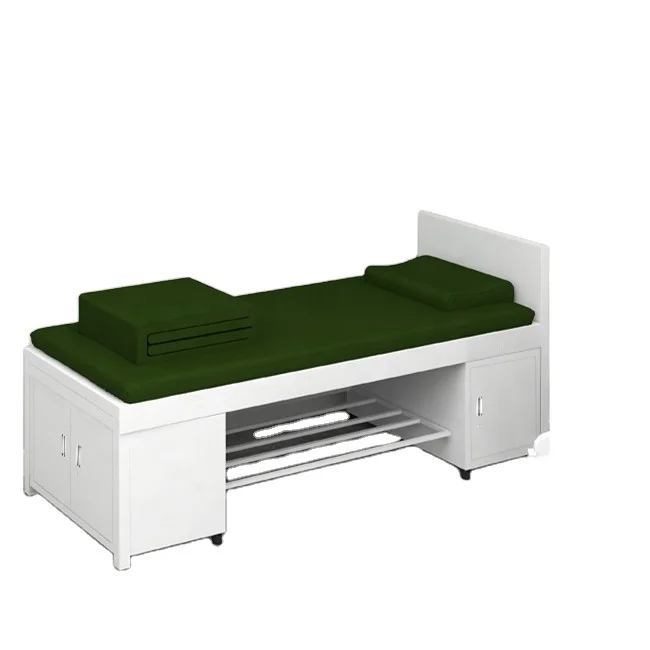 Steel single bed frame hotel hostel use bunk bed for adults dormitory school metal single bed with storage cabinet