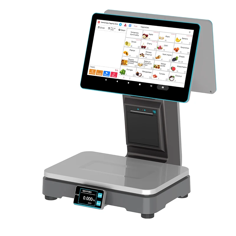 Touch screen integrated checkout weighing scale Touch cash register double screen Android checkout scale