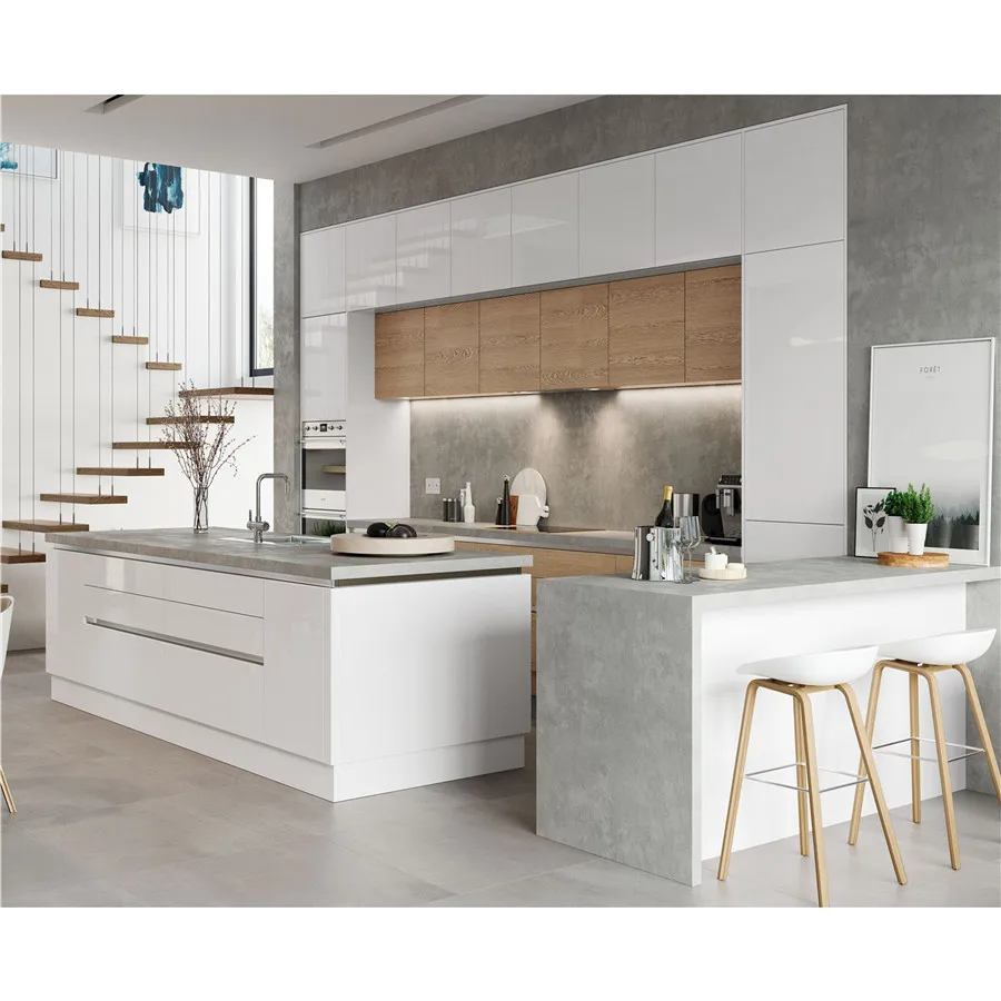 Custom High Quality Modern Lacquer Finish Self Assemble White Shaker Design Kitchen Cabinets