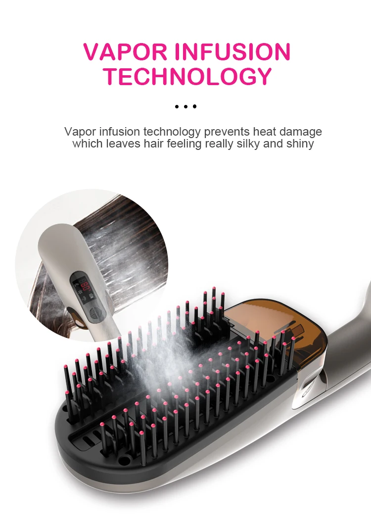 2022 New Style 3 In 1 Steam Hair Straightener Mist Spray Blow Dryer Brush Negative Ion Volumizer Hot Air Brush