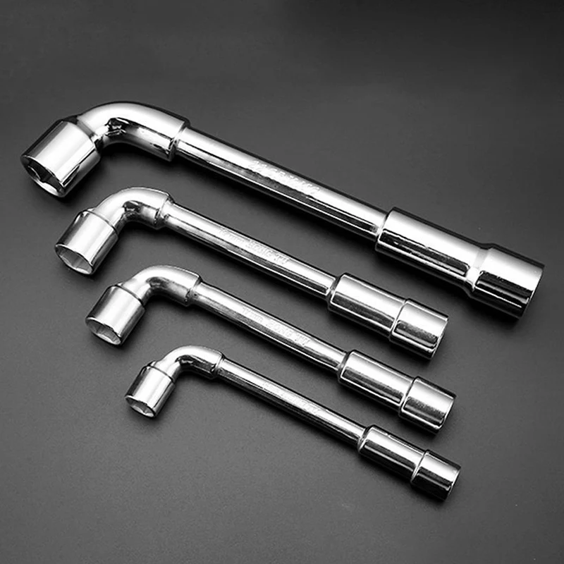 6mm-22mm Pipe Spanner L-Shaped Hex Car Spare Tire Lug Wrench Single-tube Perforated Socket Wrench