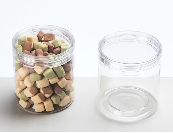 High Quality Clear Plastic Jars with Acrylic Lids Wide Mouth Cosmetic Food Candy Containers round Pattern for Cream Lotion