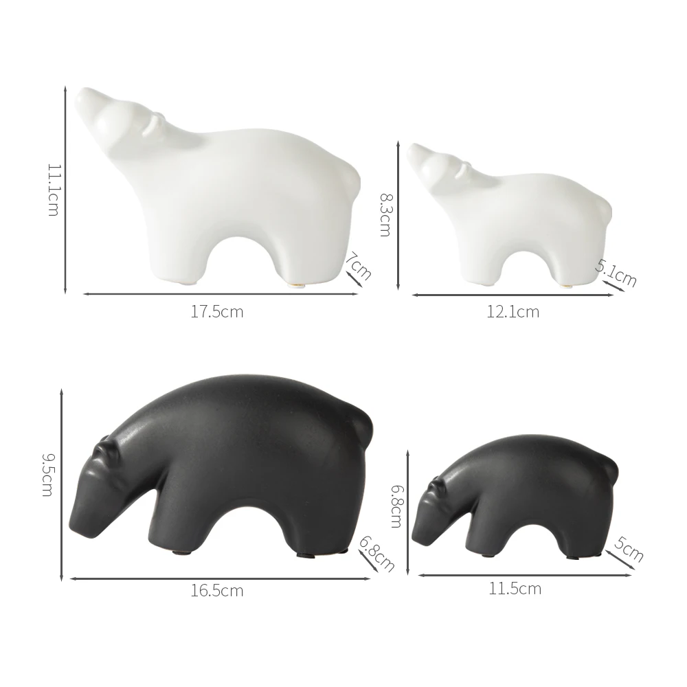 Home Decor Ceramic Bear-shaped Animal Figurines Home Decoration furniture desktop Handmade crafts for Funny Gifts