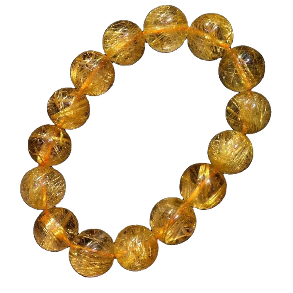 Rare Gemstone healing bracelet natural stone bead 8mm gold rutiled quartz bracelet