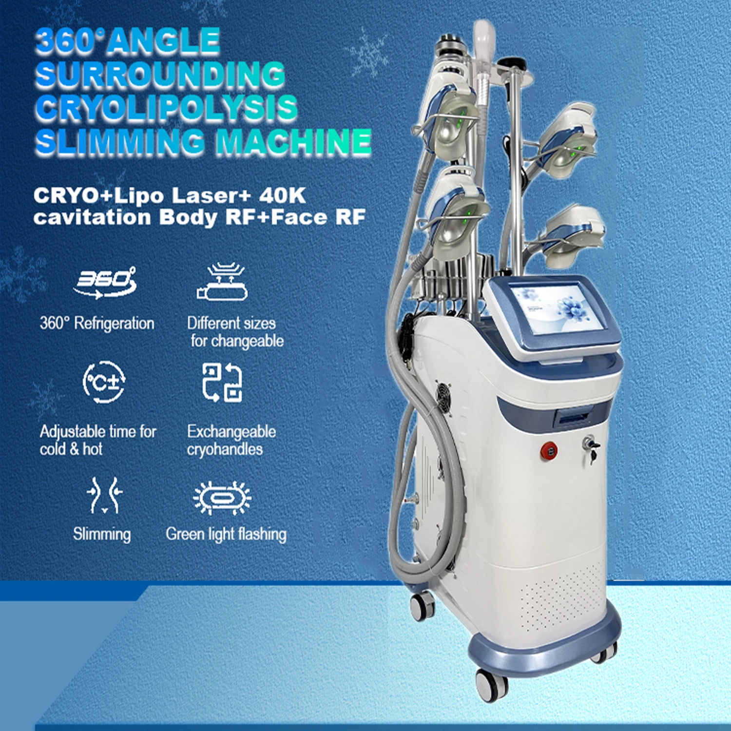2024 Aesthetic Medicine Cryolipolisys Cool Cellulite 360 Cryolipolyse 4/5 Handles Cryo Slimming Machine Salon