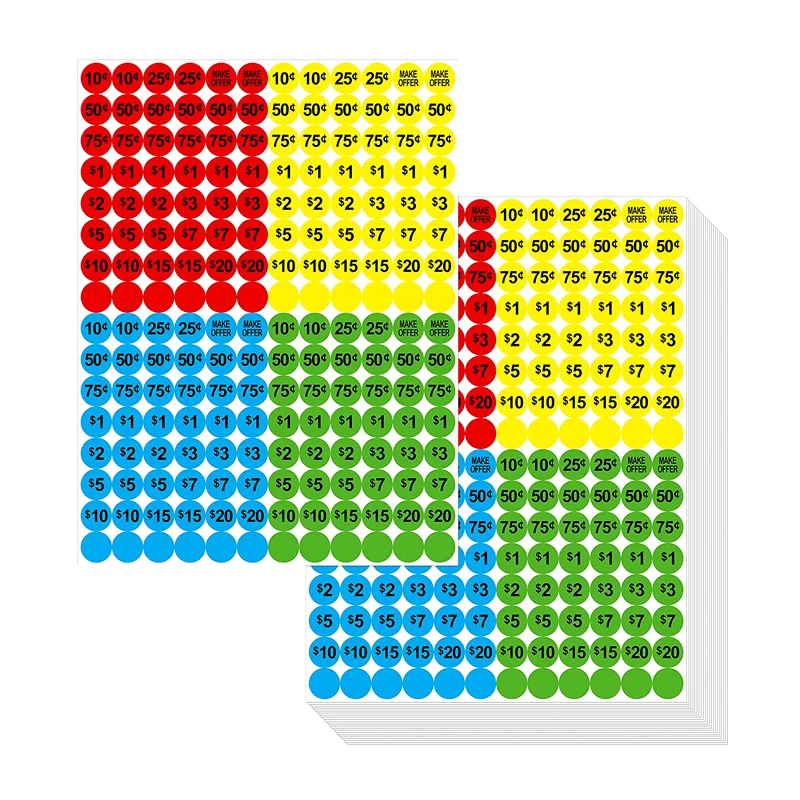 Yellow Pink Price Stickers 1 Inch  Circle Dots Sale Labels Adhesive Pricing Stickers Labels