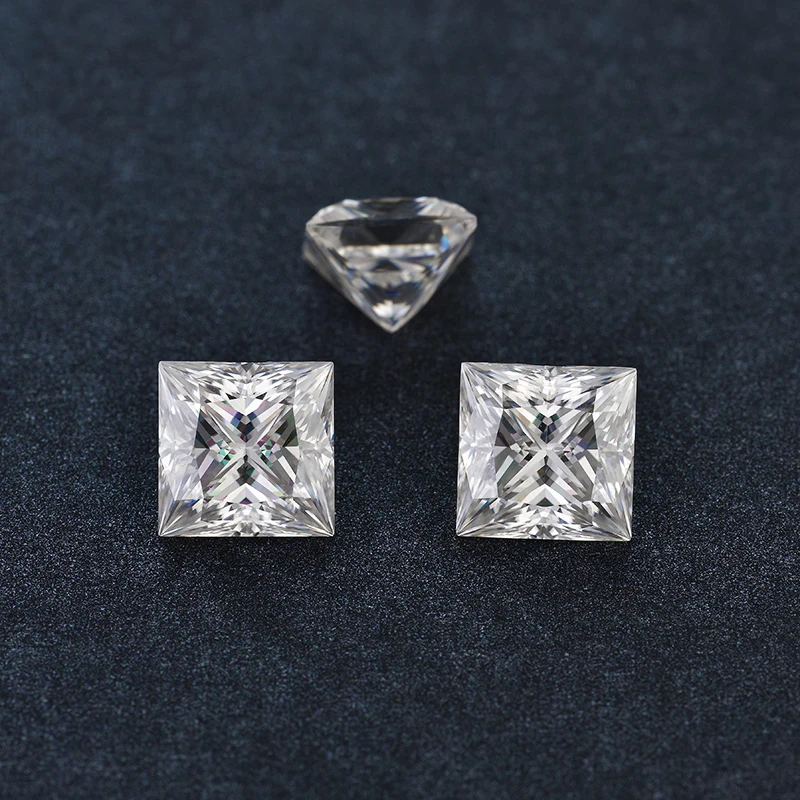Factory Supply VVS Clarity White DE Grade Loose Gemstone Price Per Carat Wedding Rings Princess Cut Lab Created Moissanite