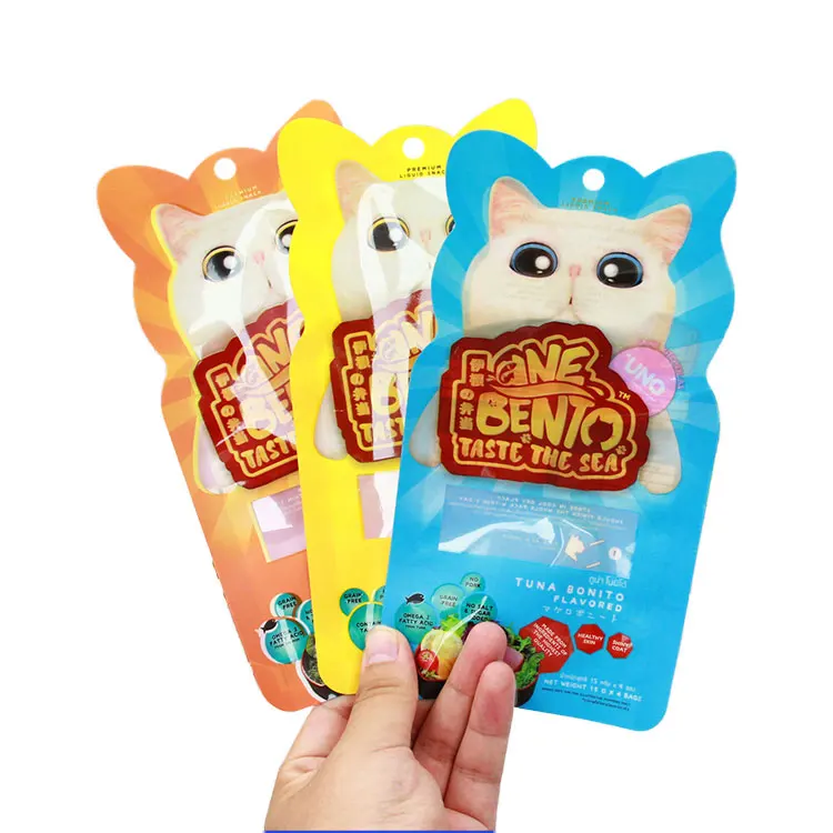 Printed Cat Treat Packaging Tuna Fish Falvor Dry Pet Dog Food Cat Food Bag