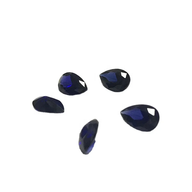 34# 35# niel gems pear cut loose gem stones per carat prices synthetic light dark sapphire blue corundum