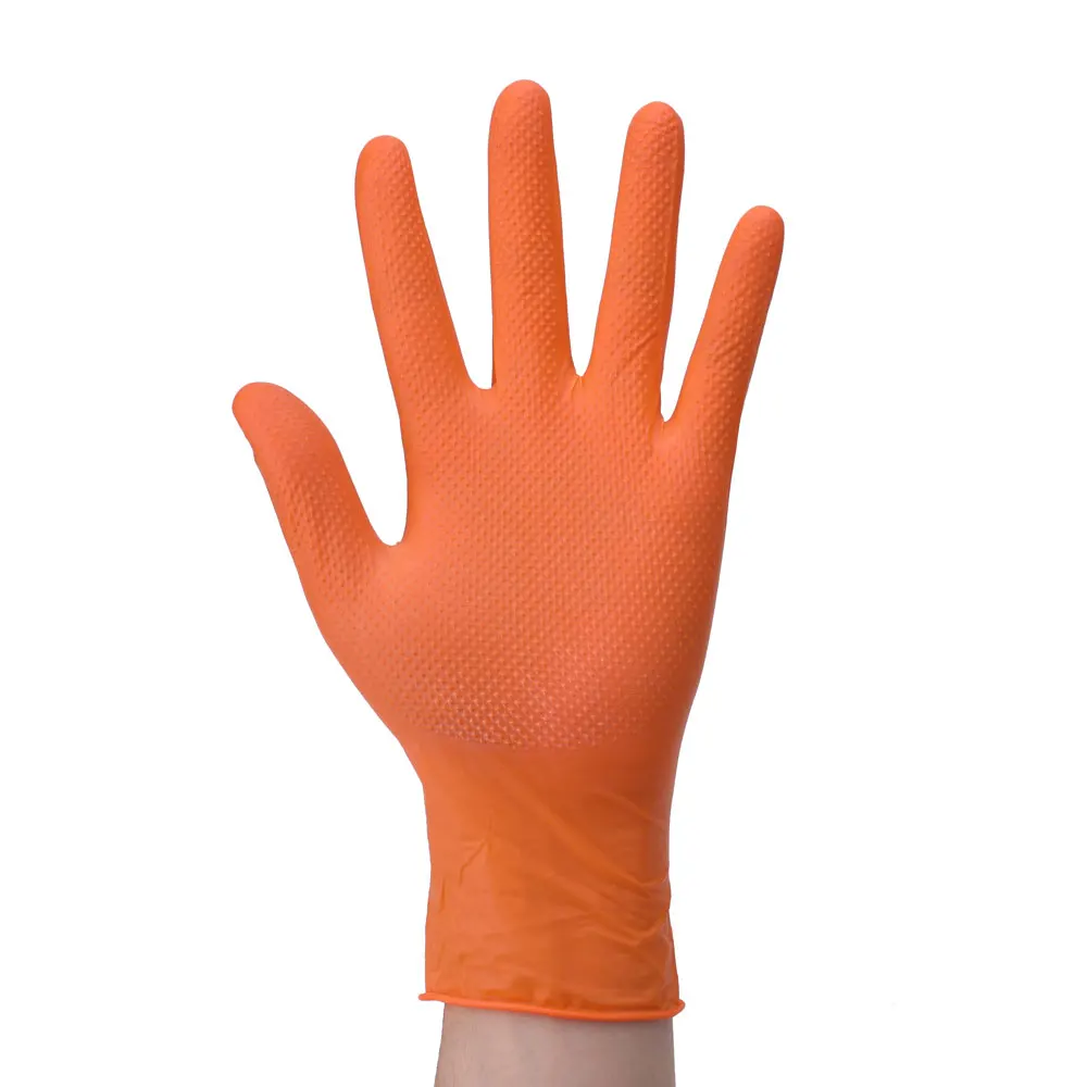 Multifunction Diamond Nitrile Anti-Slip Orange Safety Hand Protective Gloves For Heavy Duty
